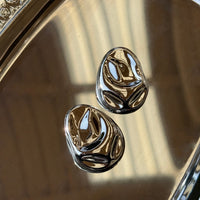 Marais Oval Textured Earrings - Silver
