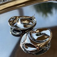 Marais Oval Textured Earrings - Silver