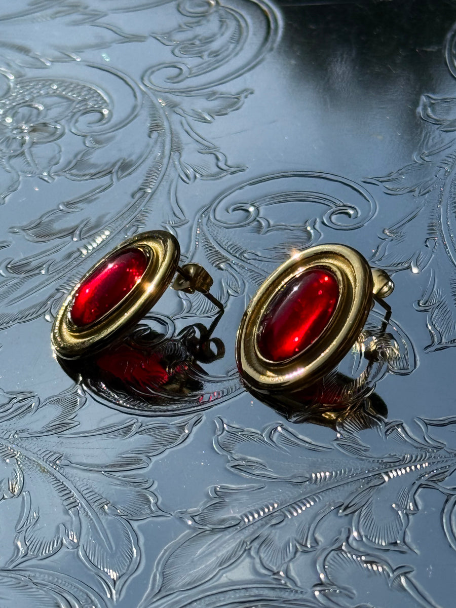 Amor Earrings - Gold & Ruby