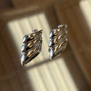 Noir Winged Earrings - Silver