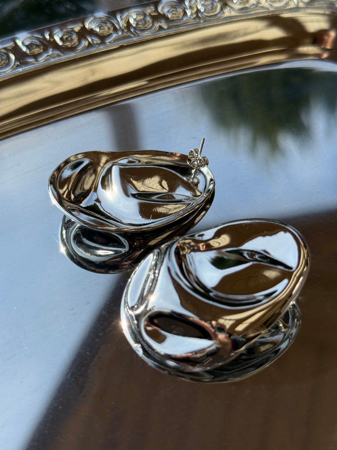 Marais Oval Textured Earrings - Silver